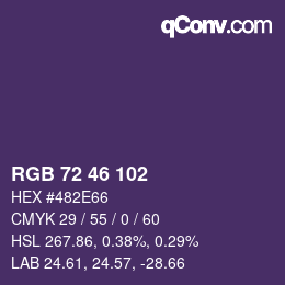 Color code: RGB 72 46 102 | qconv.com