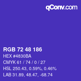 Color code: RGB 72 48 186 | qconv.com