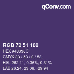 Farbcode: RGB 72 51 108 | qconv.com