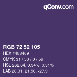 Color code: RGB 72 52 105 | qconv.com