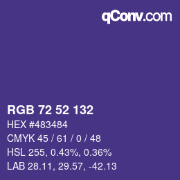 颜色代码: RGB 72 52 132 | qconv.com