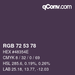カラーコード: RGB 72 53 78 | qconv.com