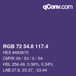 カラーコード: RGB 72 54.8 117.4 | qconv.com