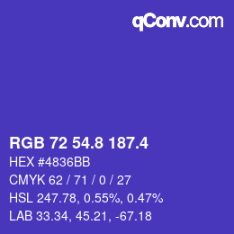 カラーコード: RGB 72 54.8 187.4 | qconv.com