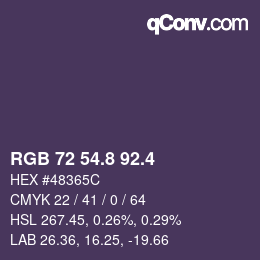 カラーコード: RGB 72 54.8 92.4 | qconv.com