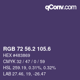 カラーコード: RGB 72 56.2 105.6 | qconv.com