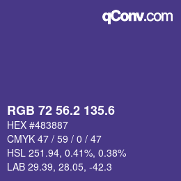 カラーコード: RGB 72 56.2 135.6 | qconv.com