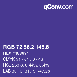 カラーコード: RGB 72 56.2 145.6 | qconv.com
