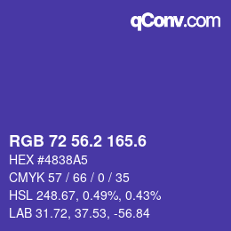 カラーコード: RGB 72 56.2 165.6 | qconv.com
