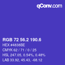 カラーコード: RGB 72 56.2 190.6 | qconv.com