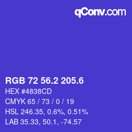 カラーコード: RGB 72 56.2 205.6 | qconv.com