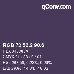 カラーコード: RGB 72 56.2 90.6 | qconv.com