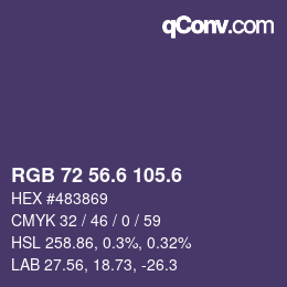 カラーコード: RGB 72 56.6 105.6 | qconv.com