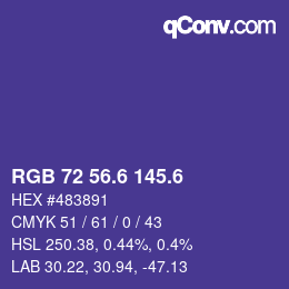 カラーコード: RGB 72 56.6 145.6 | qconv.com