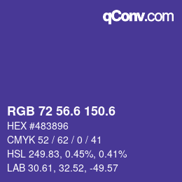カラーコード: RGB 72 56.6 150.6 | qconv.com