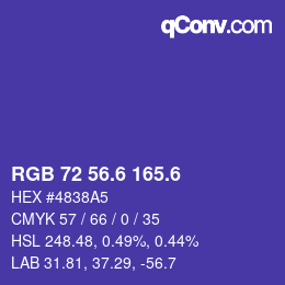 カラーコード: RGB 72 56.6 165.6 | qconv.com