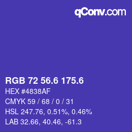 カラーコード: RGB 72 56.6 175.6 | qconv.com