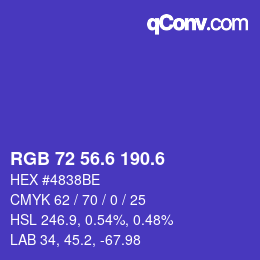カラーコード: RGB 72 56.6 190.6 | qconv.com