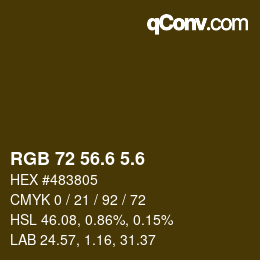 カラーコード: RGB 72 56.6 5.6 | qconv.com