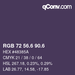 カラーコード: RGB 72 56.6 90.6 | qconv.com