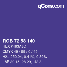 Farbcode: RGB 72 58 140 | qconv.com