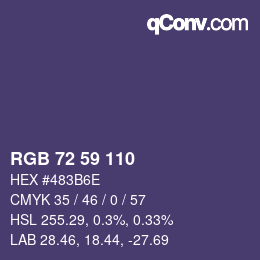 カラーコード: RGB 72 59 110 | qconv.com