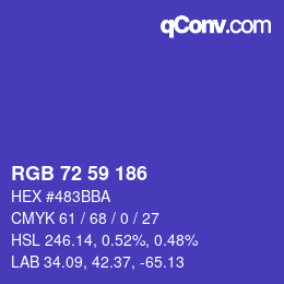 颜色代码: RGB 72 59 186 | qconv.com