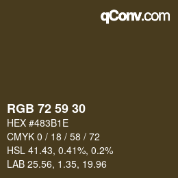 颜色代码: RGB 72 59 30 | qconv.com