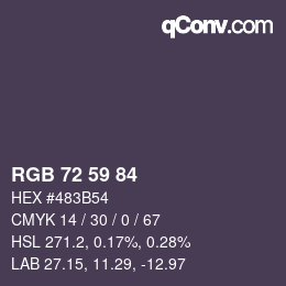 Código de color: RGB 72 59 84 | qconv.com
