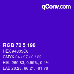 Color code: RGB 72 5 198 | qconv.com