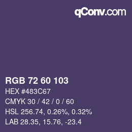 カラーコード: RGB 72 60 103 | qconv.com