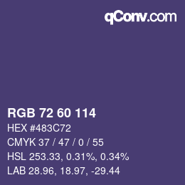 颜色代码: RGB 72 60 114 | qconv.com