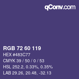 カラーコード: RGB 72 60 119 | qconv.com