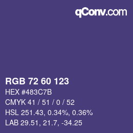 カラーコード: RGB 72 60 123 | qconv.com