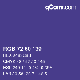 颜色代码: RGB 72 60 139 | qconv.com