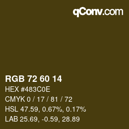 颜色代码: RGB 72 60 14 | qconv.com