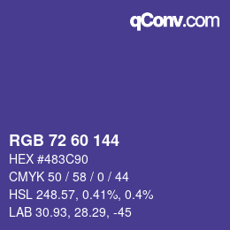 颜色代码: RGB 72 60 144 | qconv.com