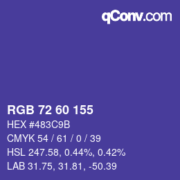 颜色代码: RGB 72 60 155 | qconv.com