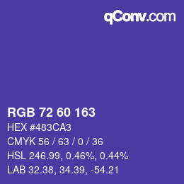 カラーコード: RGB 72 60 163 | qconv.com