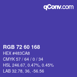 カラーコード: RGB 72 60 168 | qconv.com