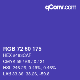 颜色代码: RGB 72 60 175 | qconv.com