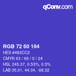カラーコード: RGB 72 60 194 | qconv.com