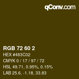 Color code: RGB 72 60 2 | qconv.com