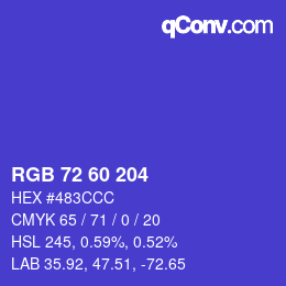 カラーコード: RGB 72 60 204 | qconv.com