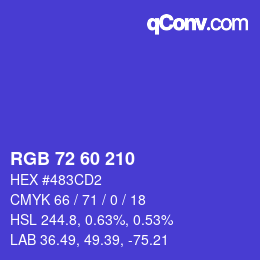 颜色代码: RGB 72 60 210 | qconv.com