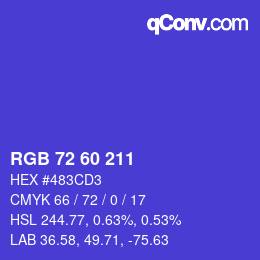カラーコード: RGB 72 60 211 | qconv.com