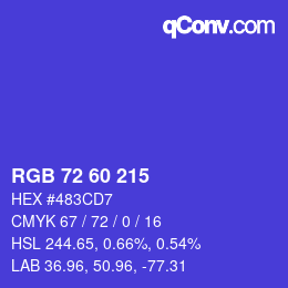 カラーコード: RGB 72 60 215 | qconv.com