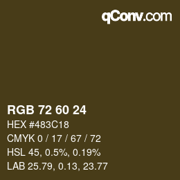 カラーコード: RGB 72 60 24 | qconv.com