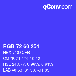 カラーコード: RGB 72 60 251 | qconv.com
