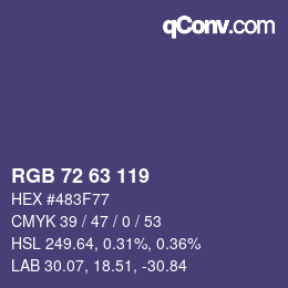 Code couleur: RGB 72 63 119 | qconv.com